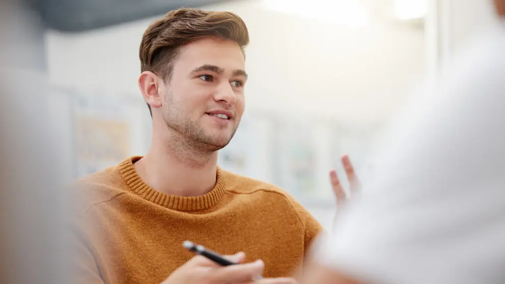 Student Boy Talking Pen